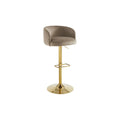 Elegant Adjustable Bar Stool with Gold Base and Upholstered Seat