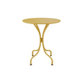 Round Yellow Metal Dining Table with Curved Legs