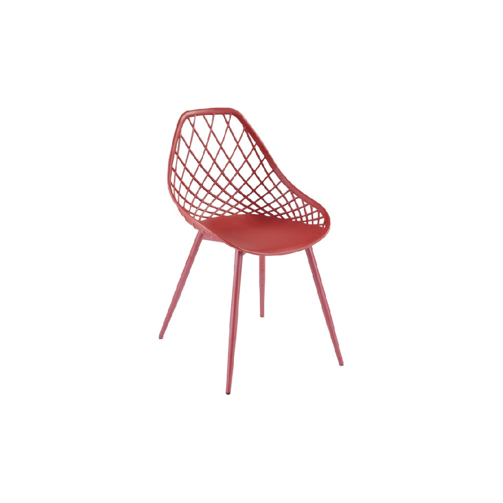 Modern Red Wireframe Chair with Sleek Legs